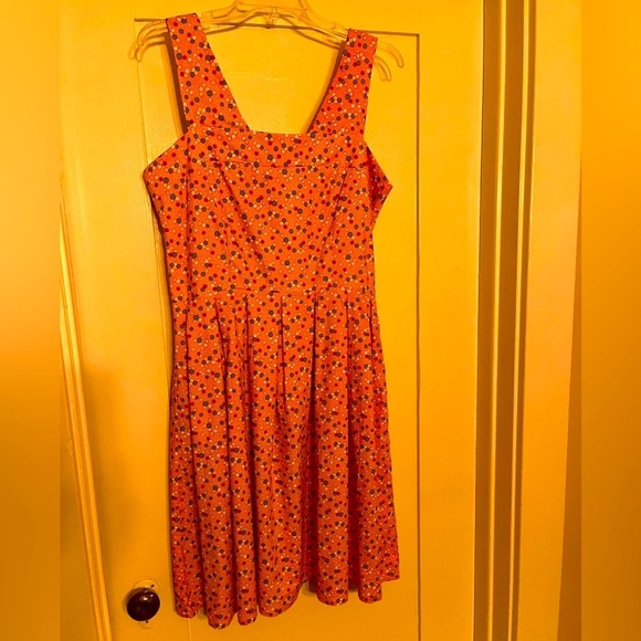 Red Cross-Hatch Dress w/ Red, Yellow, Blue, and White Dress - Picture 1 of 3